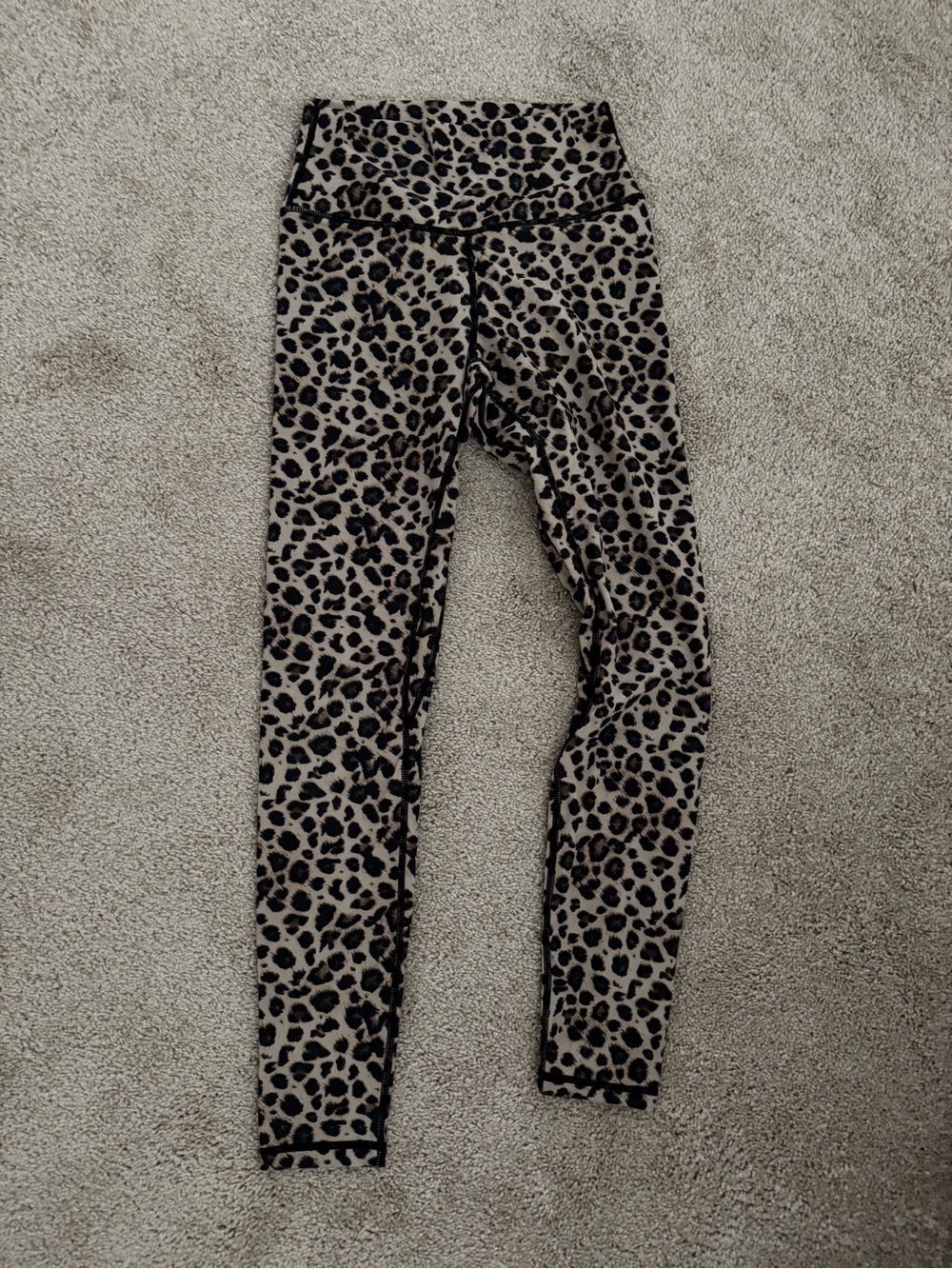 High-Rise Leopard Print Leggings - Beige & Black